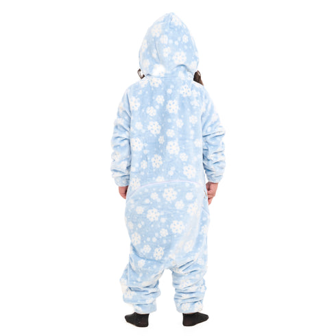 Snuggs Kids Blanket Onesie Light Blue Snowflakes